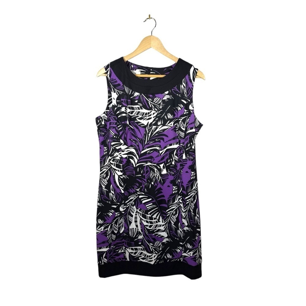 Alyx Limited Women’s Jacquard Sleeveless Sheath Dress Black/Purple/White Size 16